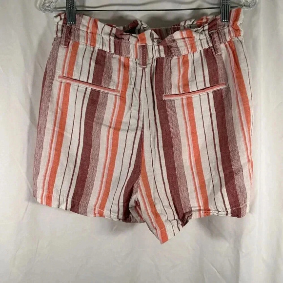 a.n.a Shorts Women's Medium White Pink Striped Pull On Elastic Waist Linen Blend - Picture 5 of 10